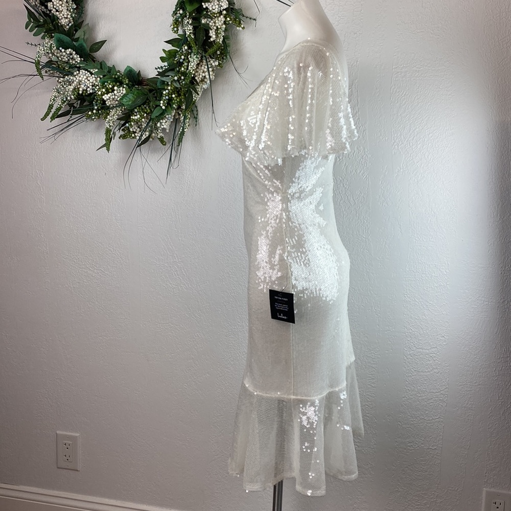 Lulu's Maximum Sparkle White Sequin Flutter Sleev… - image 6
